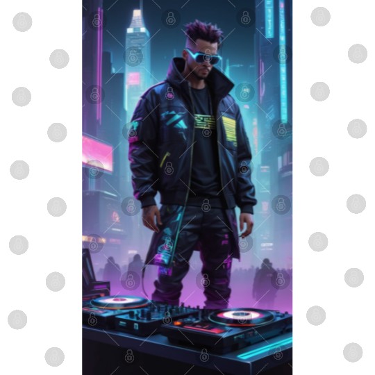 Creating a cyberpunk DJ Digital Files design involves