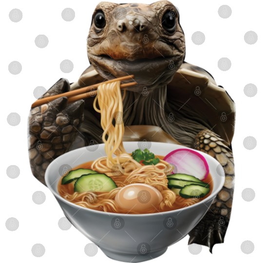 Tortoise Eating Ramen Realistic Digital Files