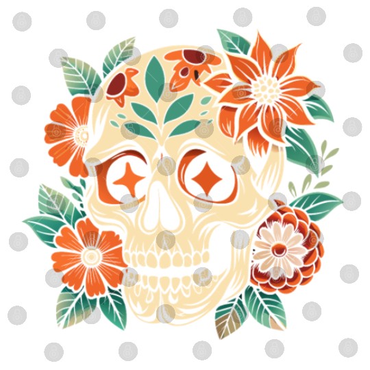 Vintage Retro Halloween Sugar Skull with floral Digital Files