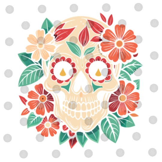 Vintage Retro Halloween Sugar Skull with floral Digital Files