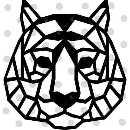 Roaring Geometry: Fierce Tiger Faces in Modern Des Digital Files