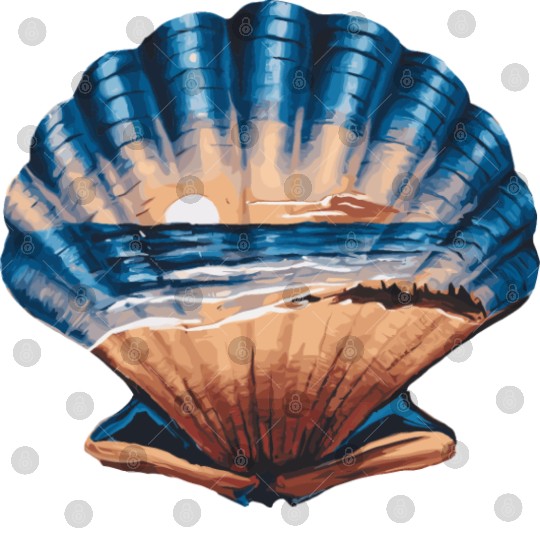 Seashell Beach Scene Serene Ocean Landscape Digital Files