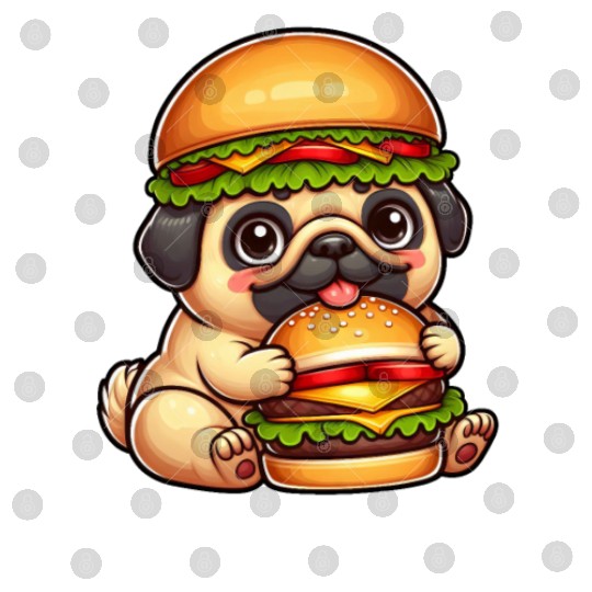 Halloween dog pug hamburger hat quirky fast food Digital Files