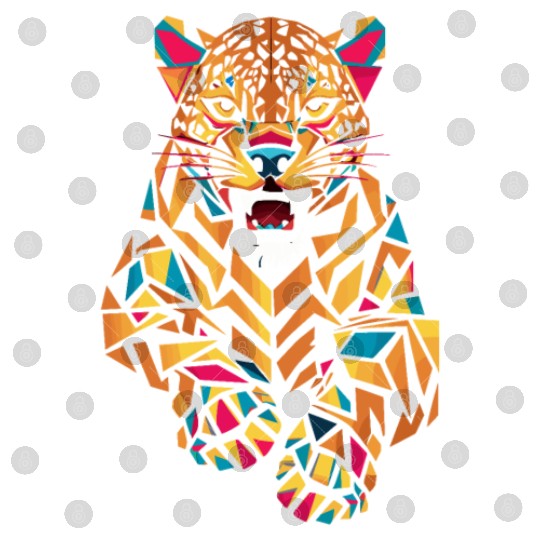 Colorful Geometric Jaguar Illustration Digital Files