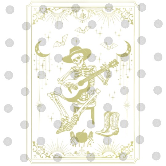 Tarot Card Celestial Cowboy Skeleton Plays Guitar Digital Files