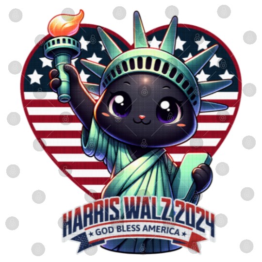Cute Cat as Statue of Liberty with Harris Walz Digital Files