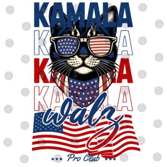 Patriotic Cat with Sunglasses and Kamala-Walz 2024 Digital Files