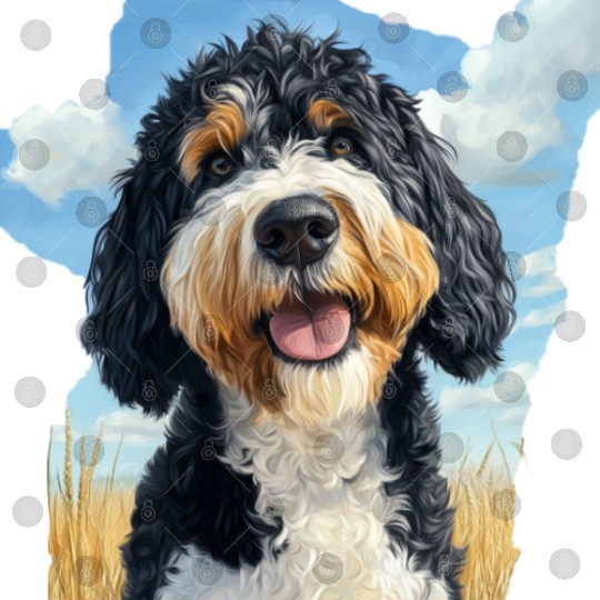 Bernedoodle Field Nature Bernedoodle Watercolor Digital Files