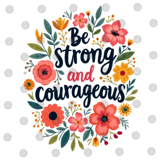 Be Strong and Courageous Christian Quote Flower Digital Files