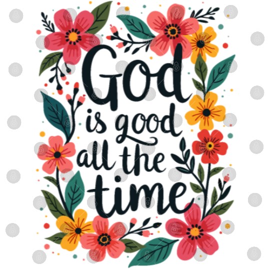 God Is Good All The Time Christian Quote Flower Digital Files