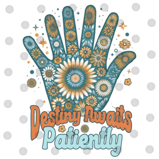 SAYING: Destiny awaits patiently, retro palm, sun Digital Files