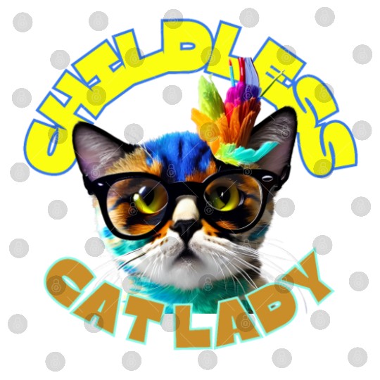 Colorful Cat with Glasses - Childless Cat Lady Digital Files