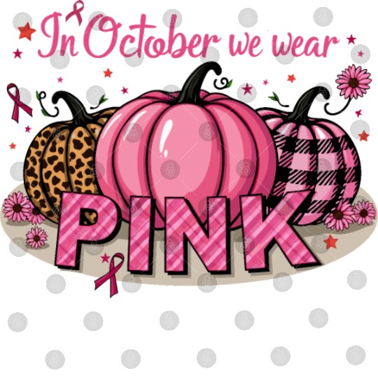 Pumpkins In October We Wear Pink Breast Cancer Digital Files