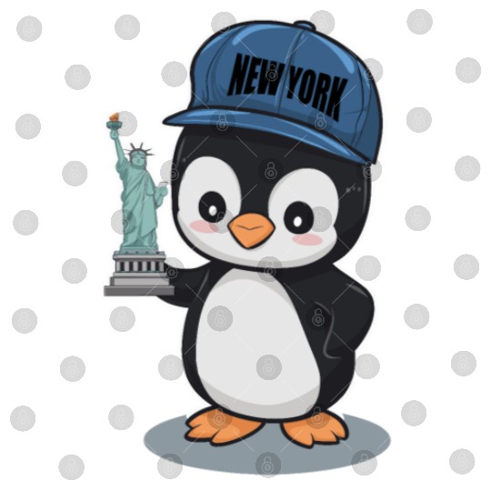 New York Penguin Holding Statue Of Liberty Digital Files