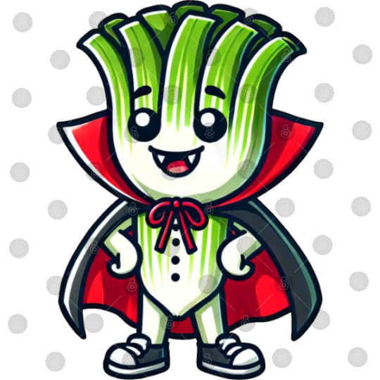 Cute Halloween Leek Vampire Cartoon Green Digital Files