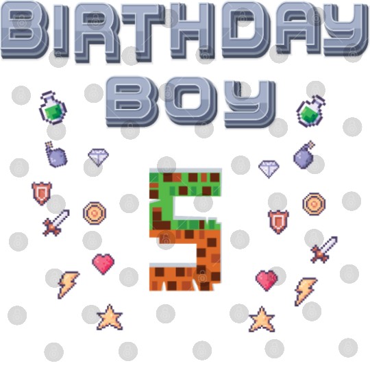 Kids 5th Birthday Boy 5 Video Gamer Pixel Number Digital Files