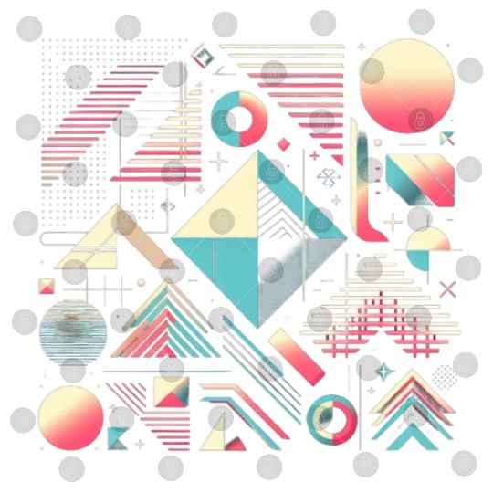 Retro Geometric Shapes 80s 90s Style 2 Digital Files