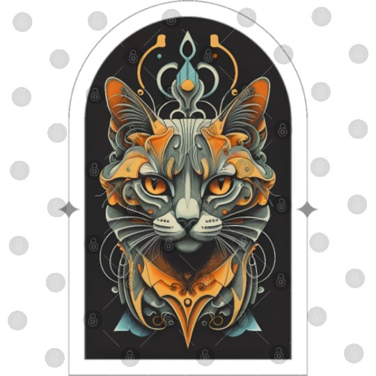 Elegant stylish black and gold cat face Digital Files