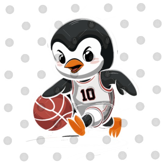 Penguin Basketball Player Number 10 Dribbling Digital Files