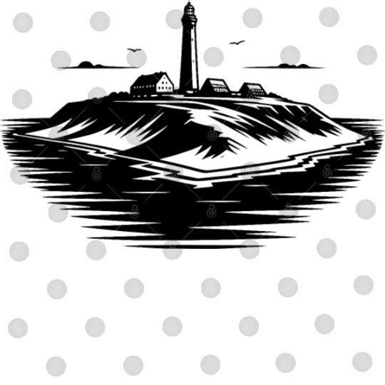Lonely Island With Lighthouse On The Coast Digital Files