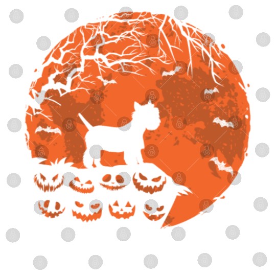 West Highland Terrier Westie And Moon Halloween Digital Files