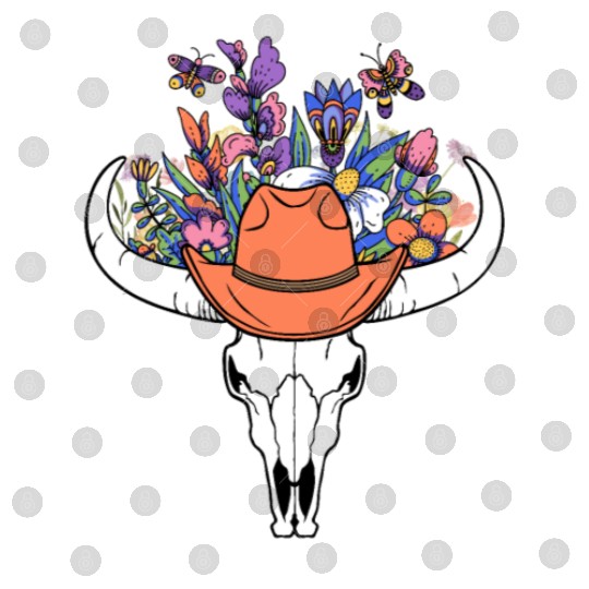 wildflower with Cow Skull blooming Digital Files
