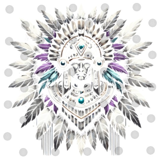 Aztec Warrior Mask with Tribal Art and Ancient Digital Files