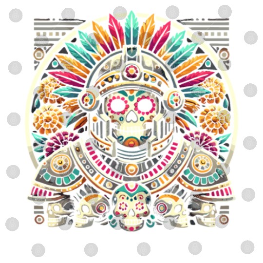Aztec Warrior Mask with Tribal Art and Ancient Digital Files