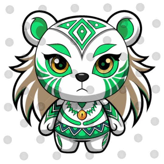 A white teddy bear girl with green tribal makeup Digital Files
