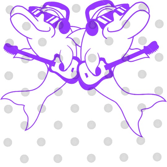 2 Dolphins Two Friends Playing Guitar Band Team Digital Files