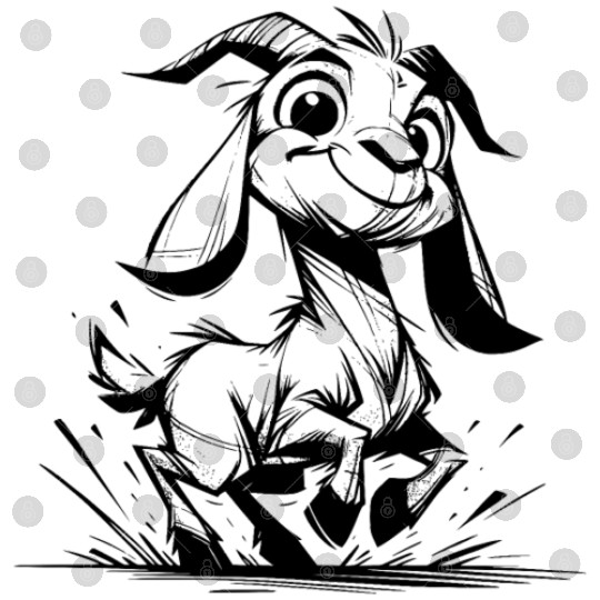 Baby Goat Jumping Little Goat Pencil Sketch Digital Files