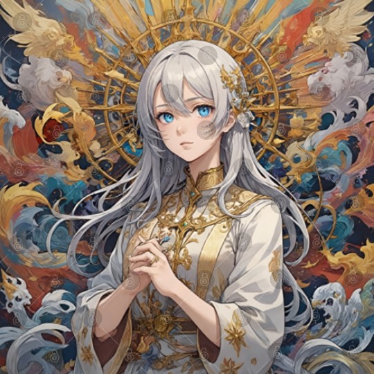 Celestial Serenity: Divine Anime Portrait Digital Files