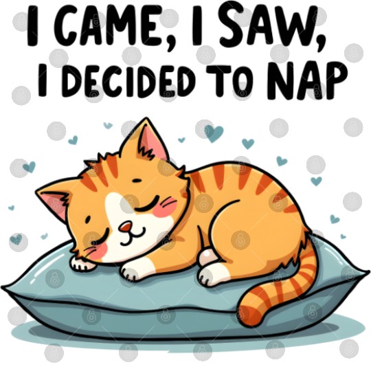 Cute Cat Nap Lover Funny Sleepy Naptime Humor Digital Files