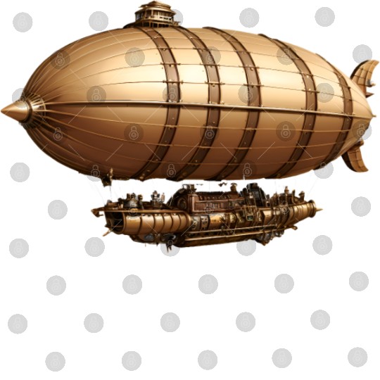 A large steampunk-style airship with bronze metal Digital Files