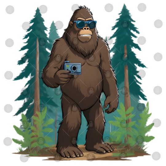 Bigfoot with Sunglasses and Camera on an Adventure Digital Files