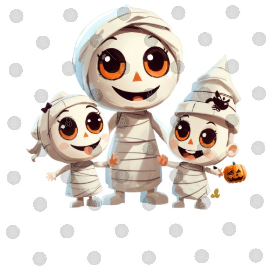 Adorable Mummy Family Halloween Trick-or-Treat Fun Digital Files
