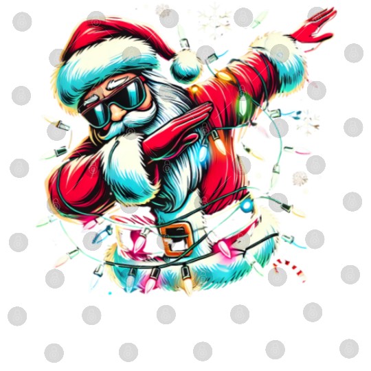 Dabbing Santa with Christmas Lights and Snowflakes Digital Files
