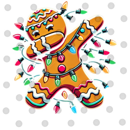 Dabbing Gingerbread Wrapped in Christmas Lights Digital Files