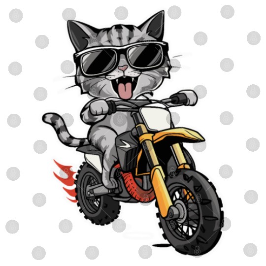 Cat Wearing Sunglasses Riding a Dirt Bike Digital Files