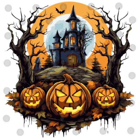 Spooky Haunted House Halloween Witches Pumpkin Digital Files