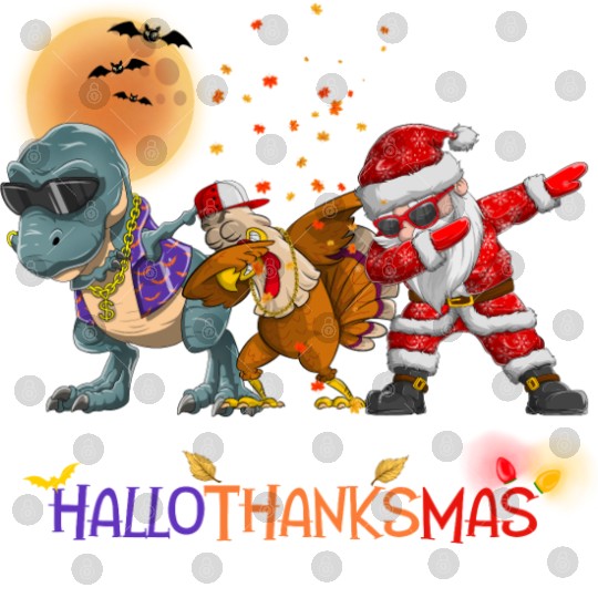 Dabbing Dinosaur Turkey Santa Claus Hallothanksmas Digital Files