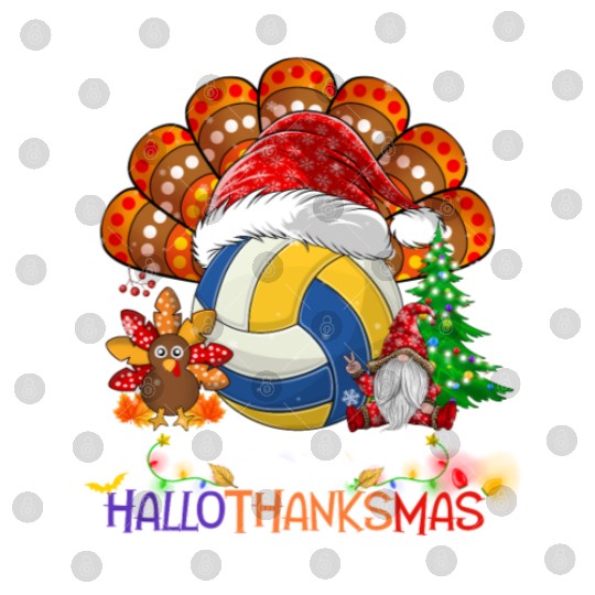 Volleyball Turkey Gnome Happy Hallothanksmas Digital Files