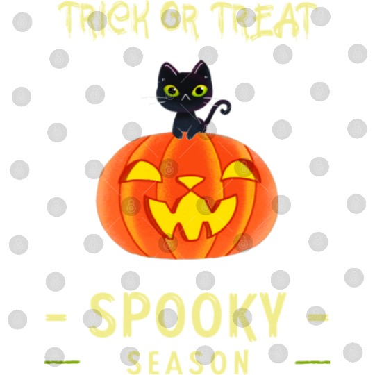 Spooky Season Trick or Treat Cat on Pumpkin Digital Files
