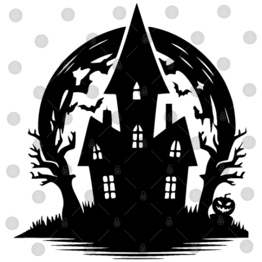 Spooky Haunted House Full Moon Halloween Party Digital Files