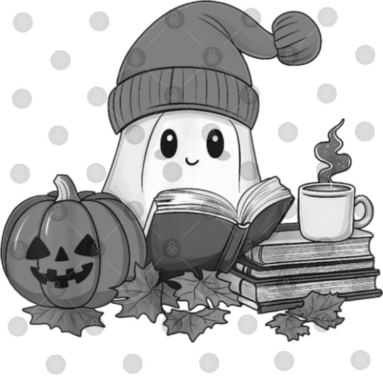 Cute Teacher Ghost Reading Book Lovers Halloween Digital Files