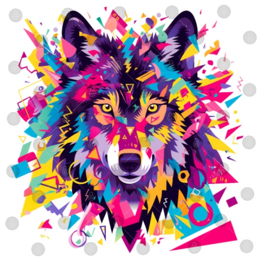 Majestic Pop Art Alpha Wolf - Vibrant Cool Digital Files