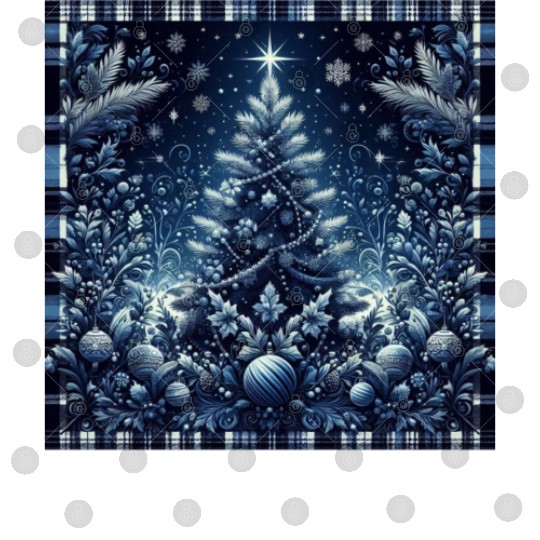 flannel blue and white christmas Digital Files