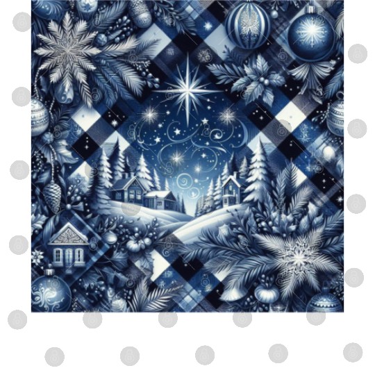 flannel blue and white christmas Digital Files
