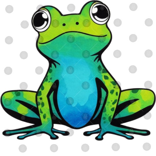 Trendy Cute Happy Green Frog Digital Files