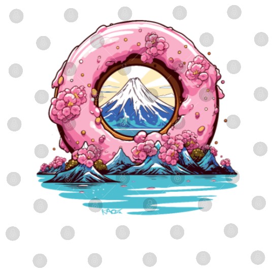 Japan Sakura Blossom Mount Fuji Donut Digital Files